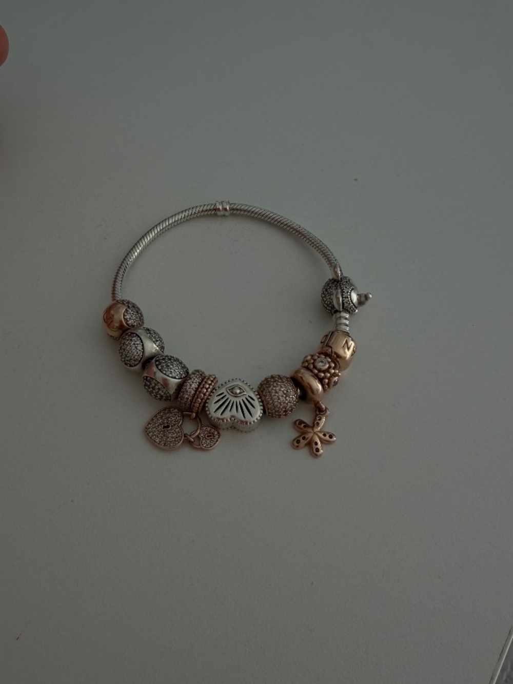 Pandora Sterling Silver Bracelet with Rose Gold-Tone Charms – S925 ALE